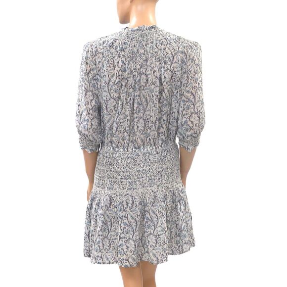 FRYE x Anthropologie Cara Mini Dress Smocked Flare Printed Beach Resort S 202044 - Picture 5 of 6